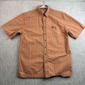 Carhartt Short Sleeve Shirt Men's Large Tall Button Up Short Leave Orange Work